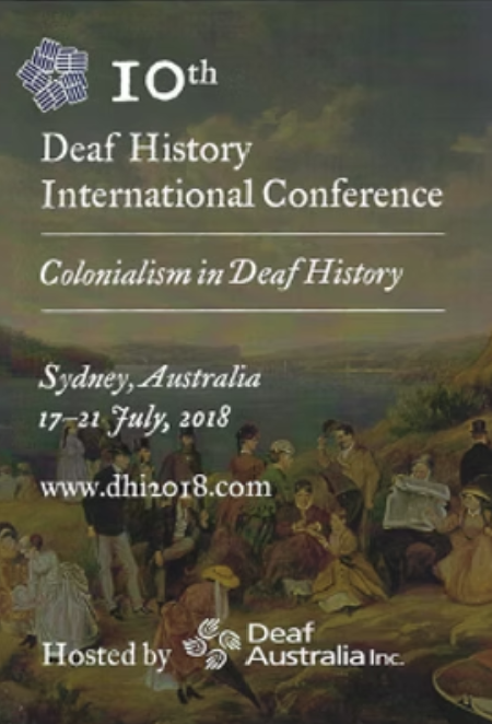 The cover of the 10th conference book, about colonialism in deaf history.